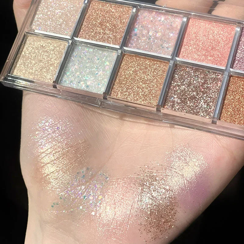 Glitter Sequins Eyeshadow Palette Nude Earth Color Long Lasting Eyeshadow Pearlescent Shiny Shimmer Waterproof Eye Shadow Makeup