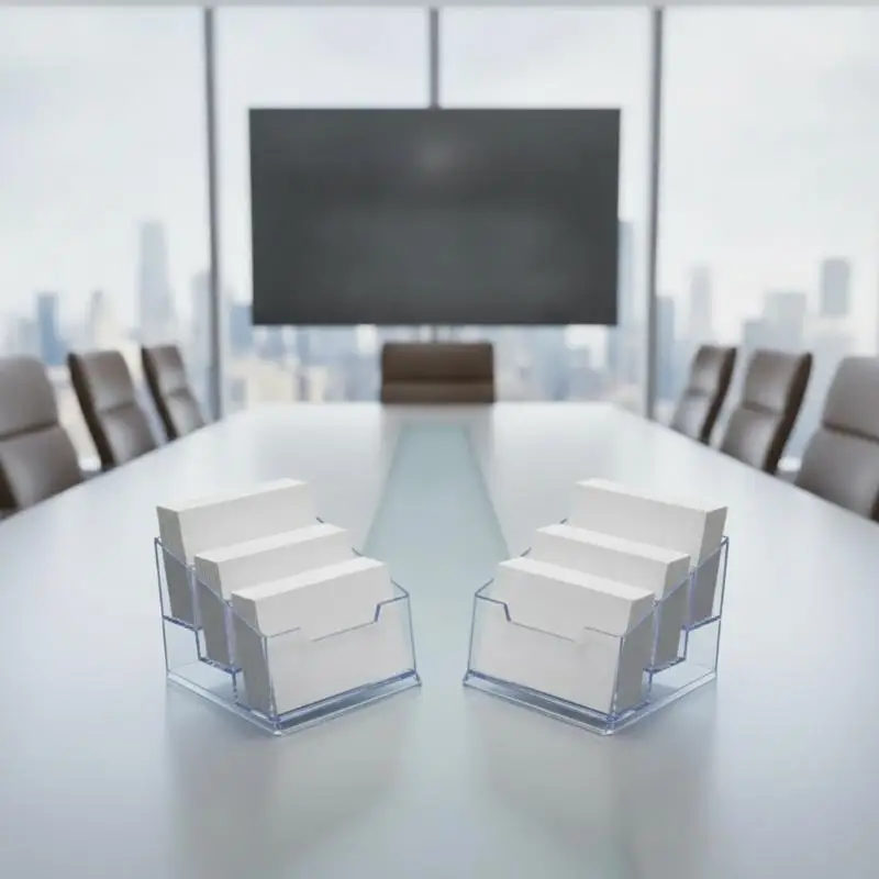 Transparent Acrylic Business Card Holder Large Capacity Anti-scratch Clear Display Stand for Office Meeting Room Use