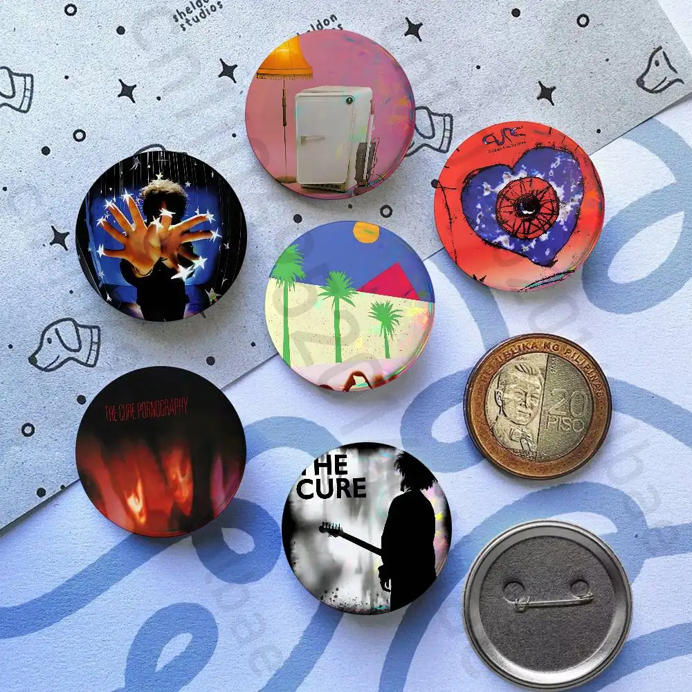 Rock Band C-Cure 58mm Badge Brooches on Backpack Clothes Handmade Round Enamel Pins for Jewelry