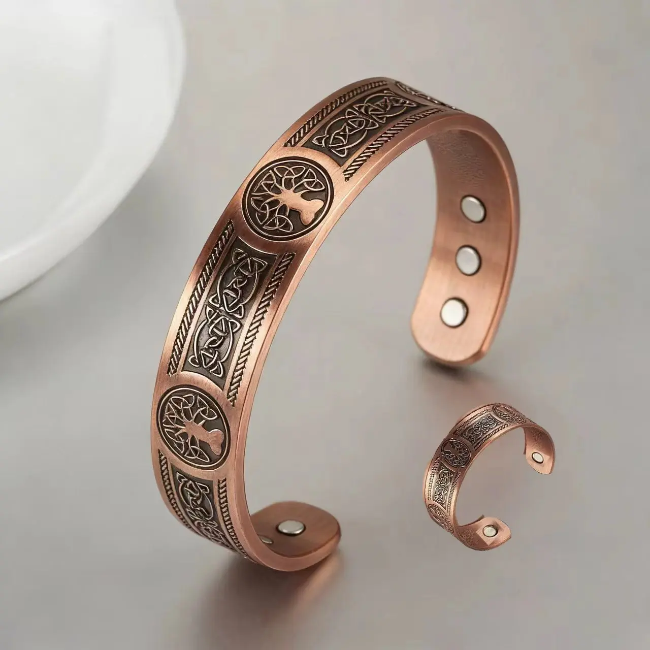 Bracelets Vintage Viking Yggdrasil 15mm Adjustable Cuff Bangles Health Energy High Magnet Jewelry Resizable