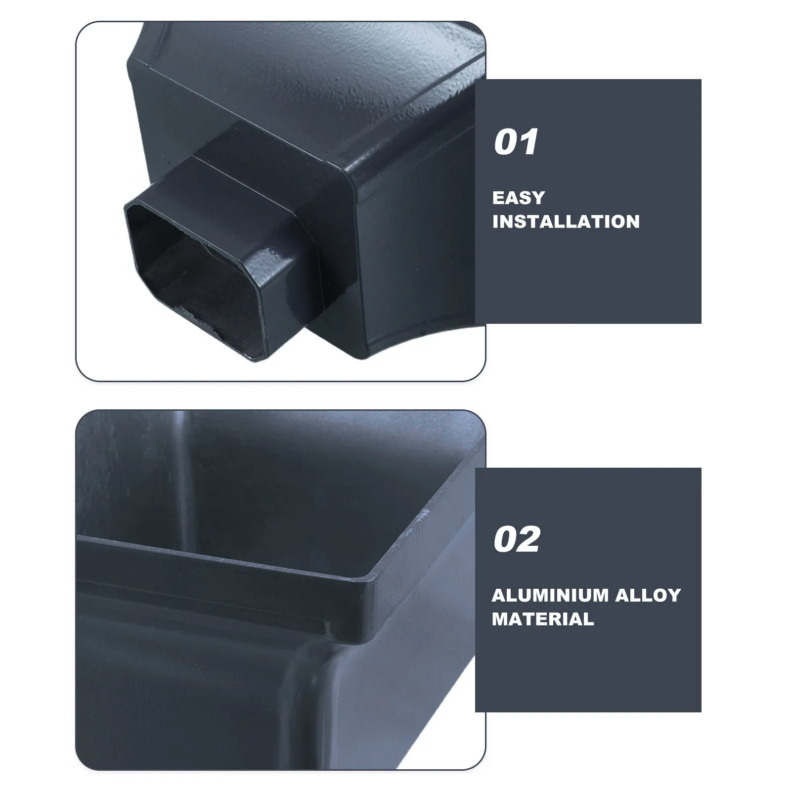 Grey Aluminum Alloy Rainwater Collector Diverter 30.00x22.00x18.00cm Gutter Fittings Downspout Diverter for Rainwater Collection