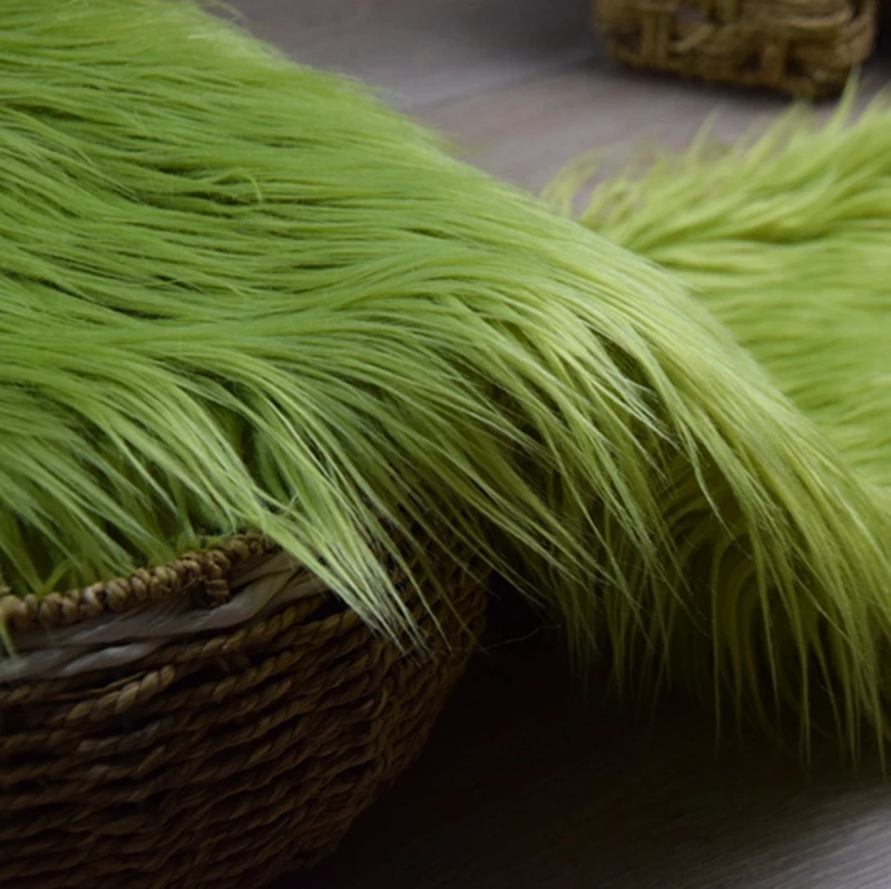 Tela de piel de lana falsa de felpa verde de 7cm de largo para abrigo, chaleco, escenario, Cosplay, fotografía para recién nacido DIY