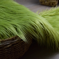 Green 7cm Long Plush Fake Wool Fur Fabric For Coat Vest Stage Cosplay DIY Newborn Photographic