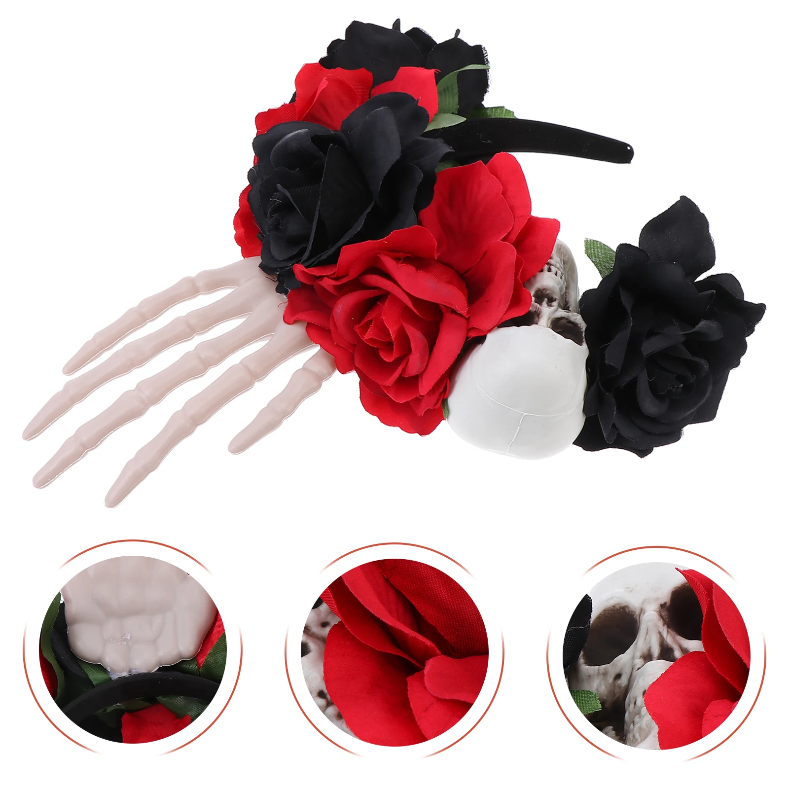 

1pc Halloween Party Cosplay Skull Rose Headband Costume Accessory Hair Decor Festival Headdress Party Supply Masquerade Stage