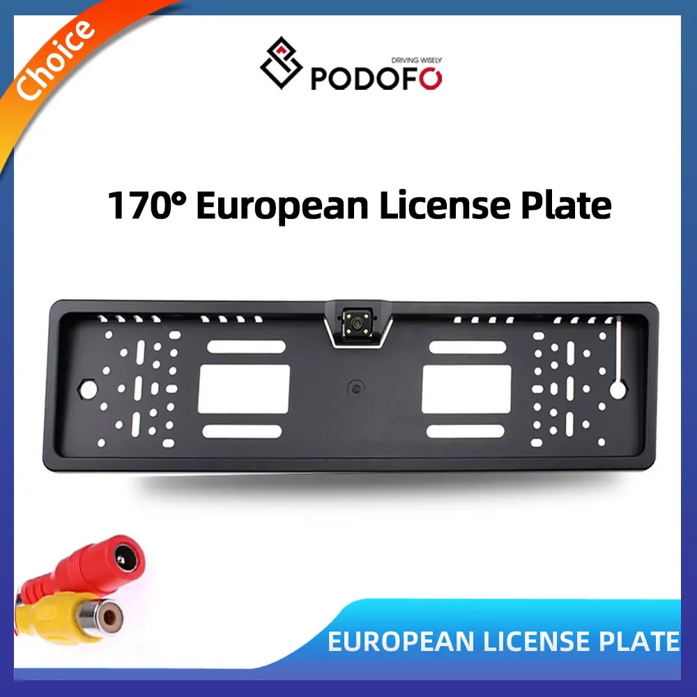 Podofo European License Plate Car Rear View Camera Auto 170 Degree Backup Parking Rearview Camera Waterproof Camera Car- Styling