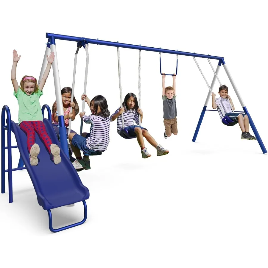 Arcadia Swing Set Outdoor HeavyDuty Metal Playset for with Slide