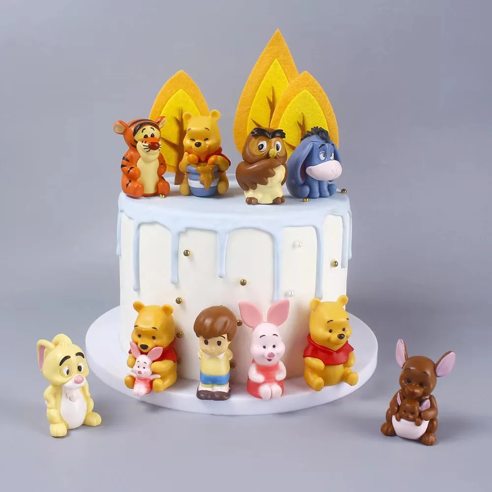 Set de 10 Figuras de Dibujos Animados, Pooh, Tigger, Eeyore, Piglet, Muñecos de Peluche, Adornos para Pastel, Juguetes para Niños, Regalo de Navidad