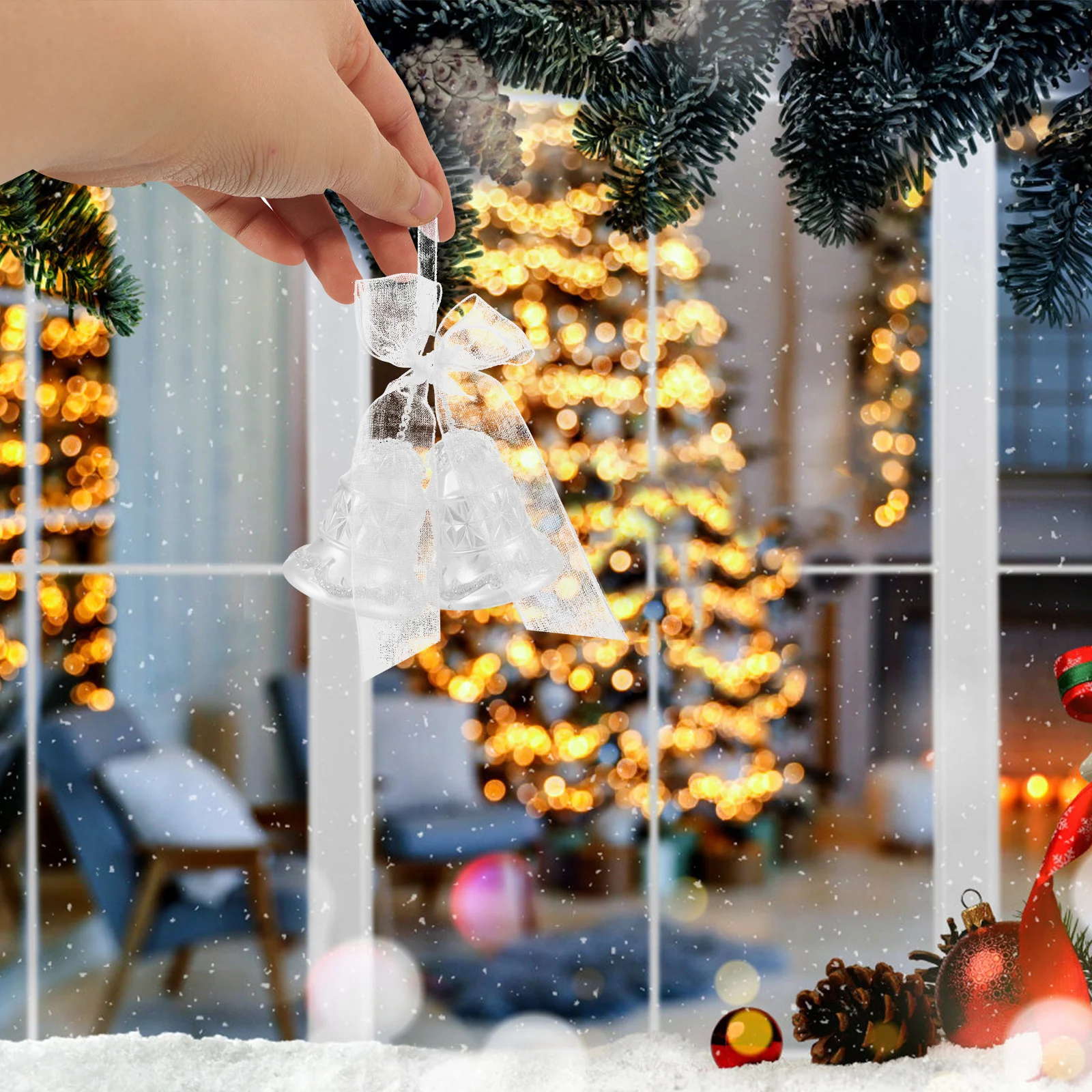 

Glitter Powder Hanging Pendant Christmas Decoration Acrylic Xmas Tree Ornament for Holiday Party Home Indoor Festive Decor