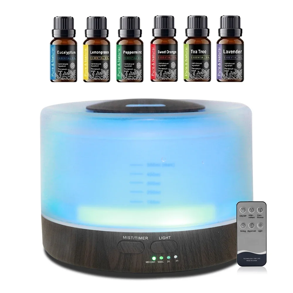 

16.91oz 5-in-1 Essential Oil Diffuser, 6 Oils, Auto-Off, Clean Air, Humidity Control, Calming Aromas