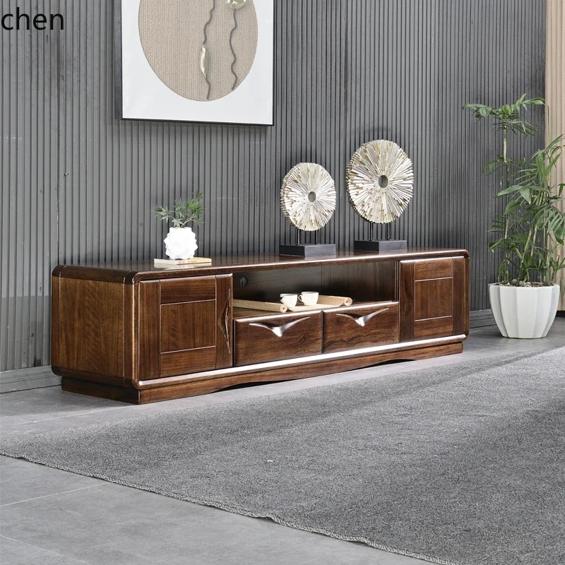TQH-c13 solid wood TV cabinet household living room video cabinet fully equipped modern simple combination floor cabinet