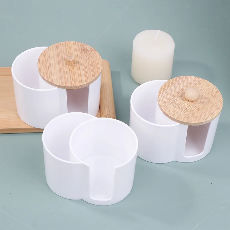 Caixa de armazenamento de vara de algodão buraco duplo recipiente redondo almofada de maquiagem puff organizador titular à prova de poeira portátil durável banheiro jar
