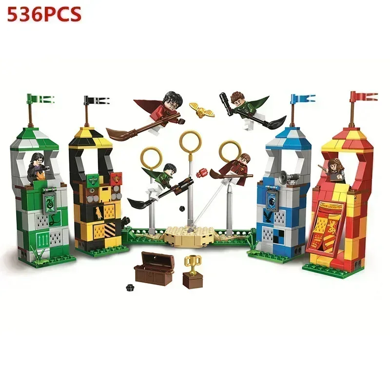 معالجات مدرسة مباراة أعواد المكنسة الكرة اللبنات مدينة لعب للأطفال هدية #1