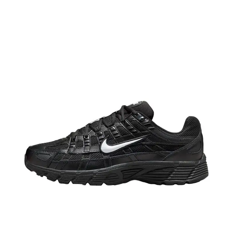 Nike P-6000 Comfortable and Stylish Fabric Synthetic Leather Low-top Casual Running Shoes for Both Men and Women in Silver Gray