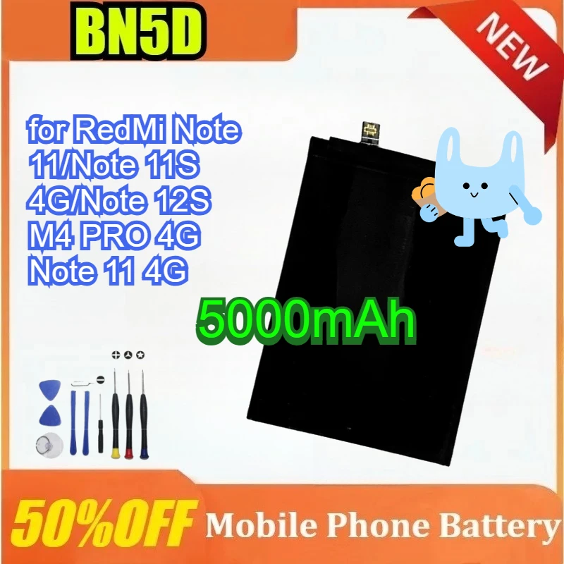 

BN5D 5000mAh for RedMi Note 11/Note 11S 4G/Note 12S/M4 PRO 4G/ Note 11 4G + Tools High-Capacity Mobile Phone Battery