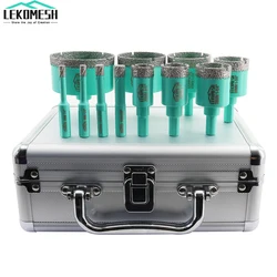 LEKOMESH 11pcs Set Diamond Drill Bits Kit Triangle Shank Porcelain Ceramic Marble Marble Diamond Core Drill Bit