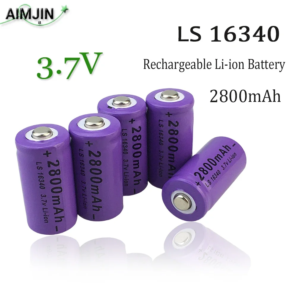 2024 NEW 16340 3.7V 2800mAh CR123A RCR 123 ICR Safety Camera Rechargeable Lithium Ion Battery