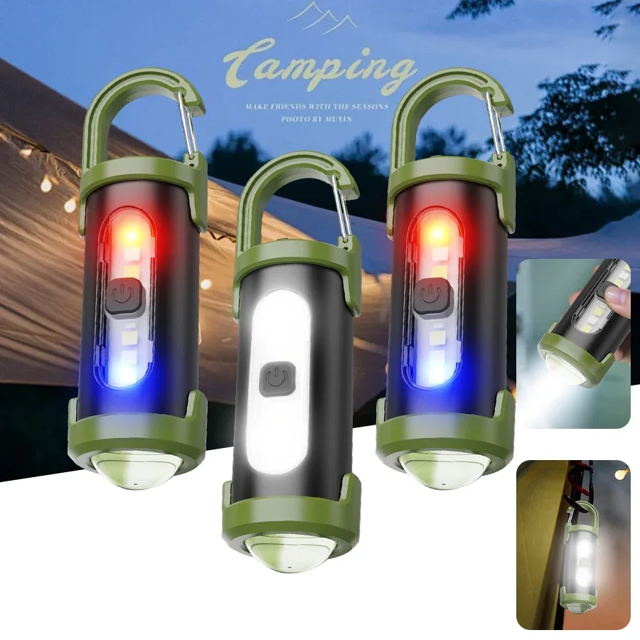

EDC Keychain Flashlight LED Rechargeable Torch Portable USB Charging Pocket Flashlight High Power Camping Emergency Lantern