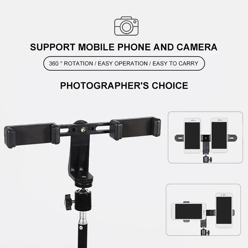 Dual Camera Phone Holder Plastic Mobile Phone Stabilizer Clip 360 Degree Rotating Outdoor Phone Holder For Live Broadcast