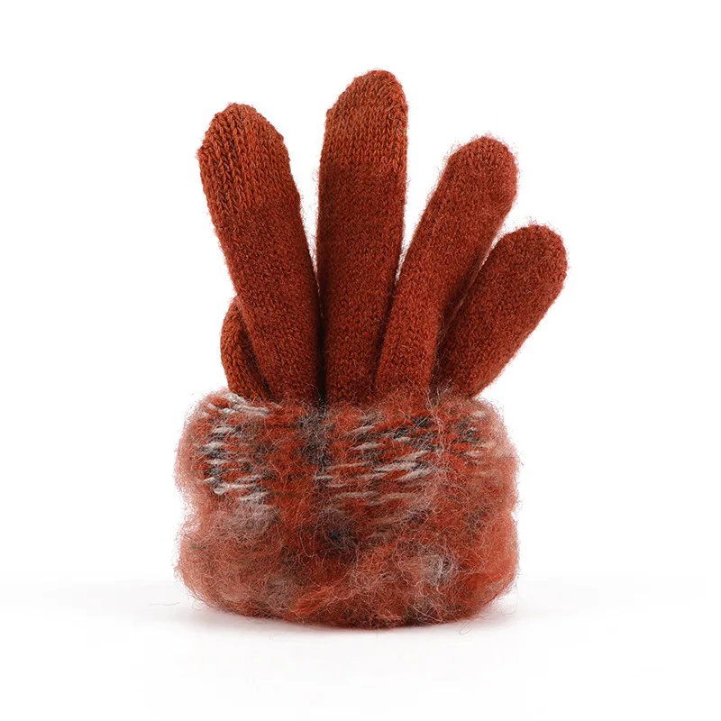 أفضل بيع قفازات حرارية سميكة مبطنة بالصوف شتاء دافئ محبوك متعدد الأنماط قفازات واقية للطقس البارد #4