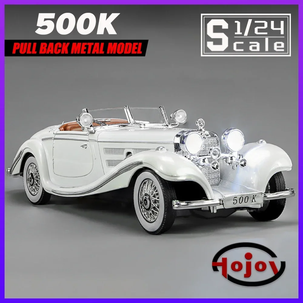 

Metal Classic Cars Toys Scale 1/24 500K Vintage Car Diecast Alloy Model Gift for Boys Children Kids Toy Vehicles Sound and Light