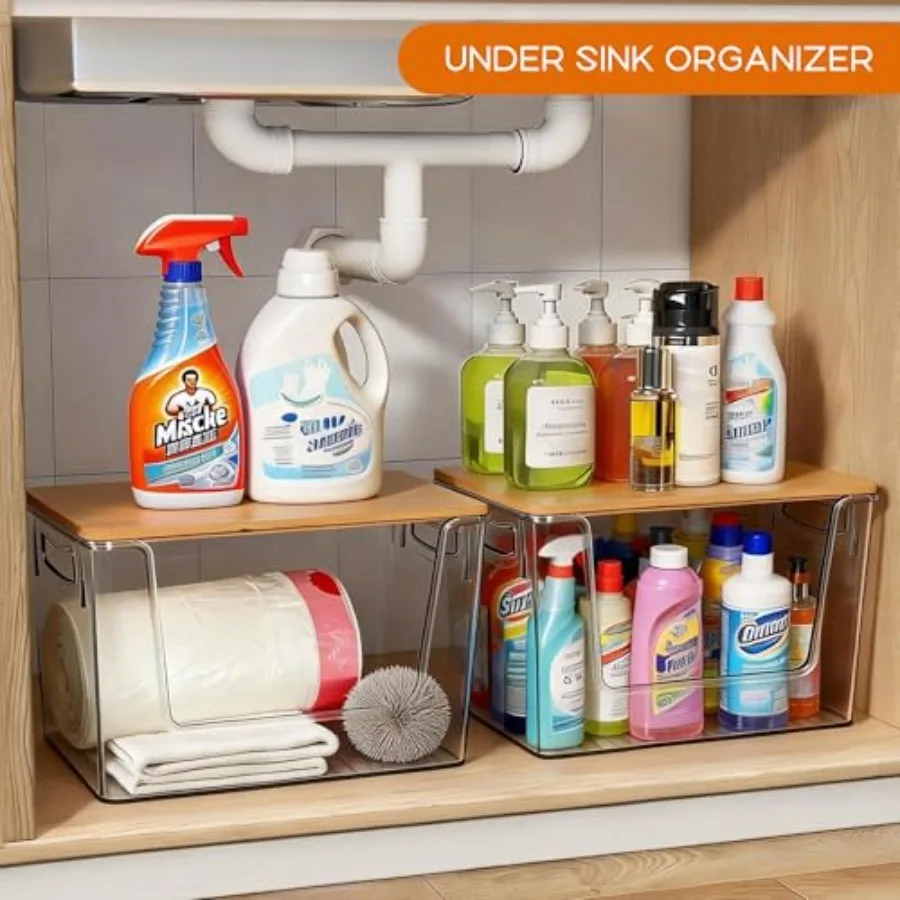 Pantry Organizers Storage, 2 Pack Large Storage Bins for Onion, Potato, Garlic, Canned Food, Organizer Bins for Under Sink, Kit view 6