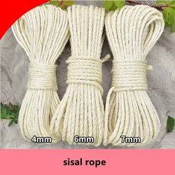 Sisal Rope for Cat Climbing Frame, Green Hemp Rope, Handmade Cat Scratching Post, DIY Litter, Primary Color, 6mm, 8mm x 20m