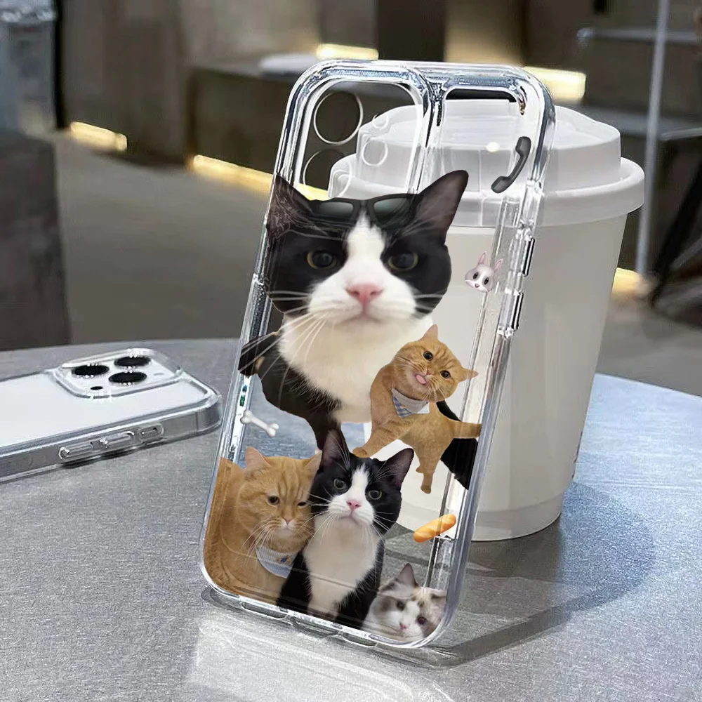 S25 S26 Ultra Case For Samsung S24 S23 S22 A56 A36 A26 A16 A17 A07 A55 A54 5G A53 A16 A33A34 A35 Black Cat Clear Soft Back Cover