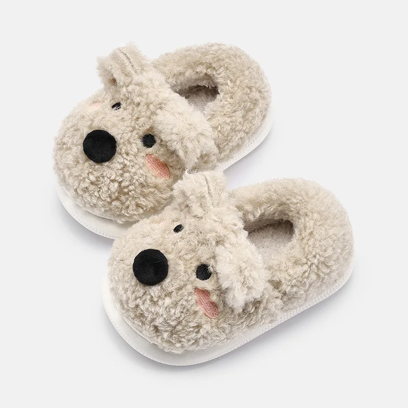 Kids Children Plush Slippers West Highland Dog Cotton Slippers Boys Girls Winter Thickened Warm Furry Indoor Household Slippers