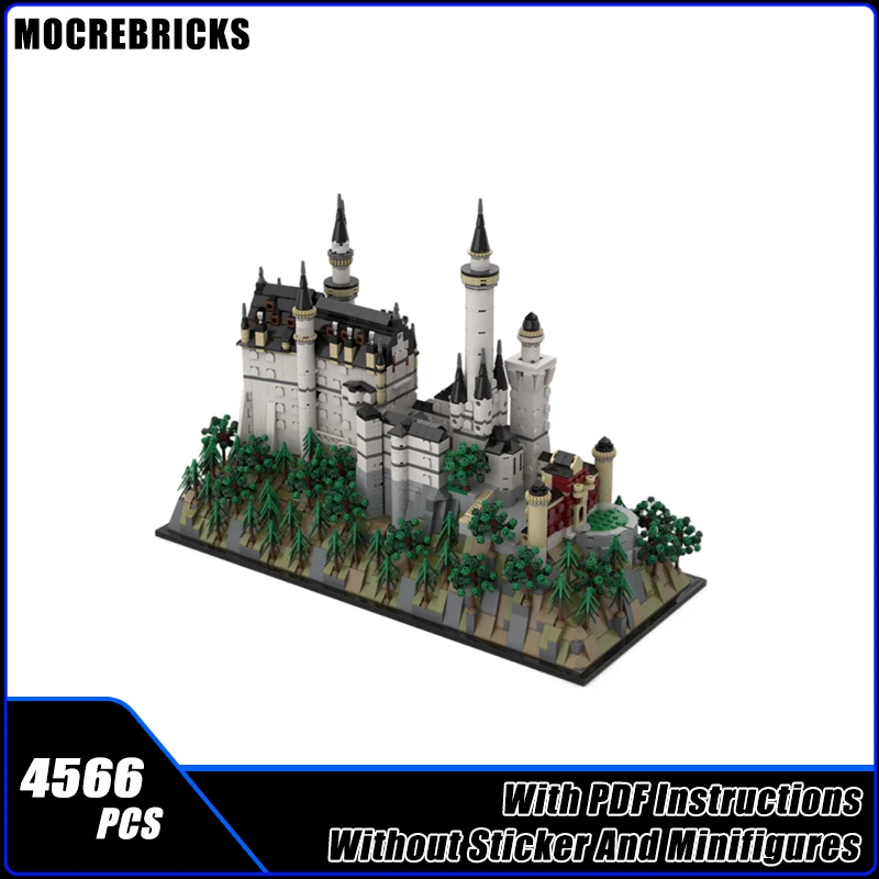 

Средневековая модульная архитектурная серия, замок Neuschwanstein MOC, строительный блок, технологическая модель, кирпичи «сделай сам», игрушка для мальчика, Рождественский Gi