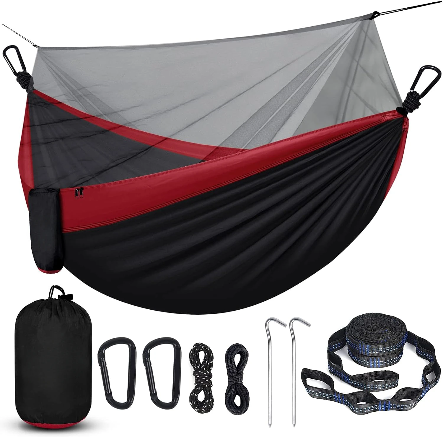 

Portable Lightweight Double Hammocks with Tree Straps and Solid D-Shape Carabiners,Parachute Nylon Hammock for Backpacking