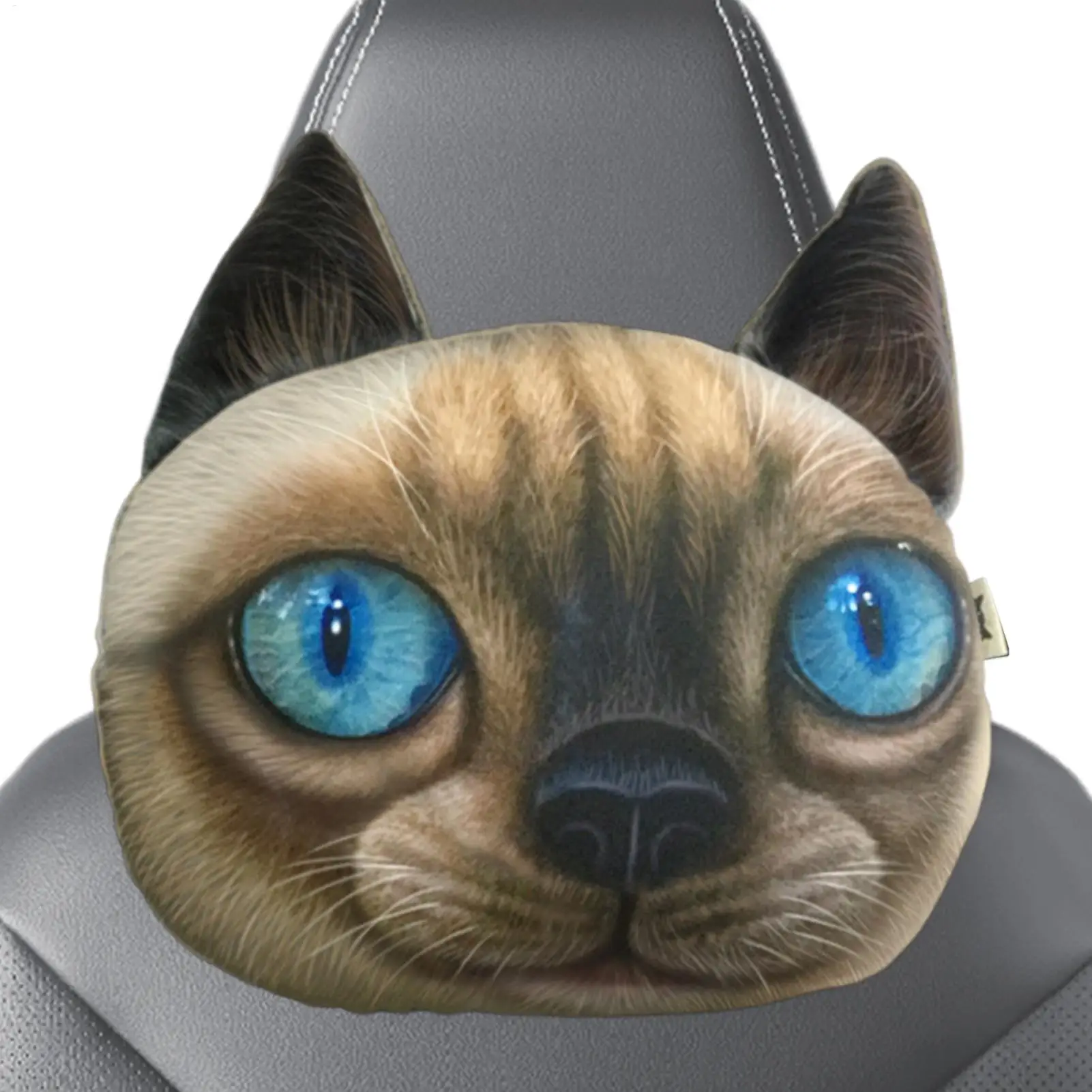 Cat-shaped car headrest and neck support pillow, activated charcoal deodorizing and dehumidifying cat face neck pad/neck buckle