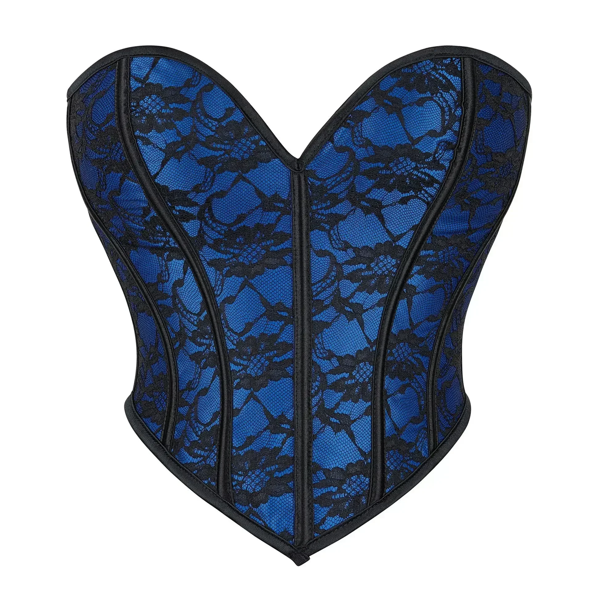 Blue Corset Crop Top Plus Size Underwear Female Push Up Bustier Women Sexy Lingerie Body Shaper Short Torso Overbust Corselet