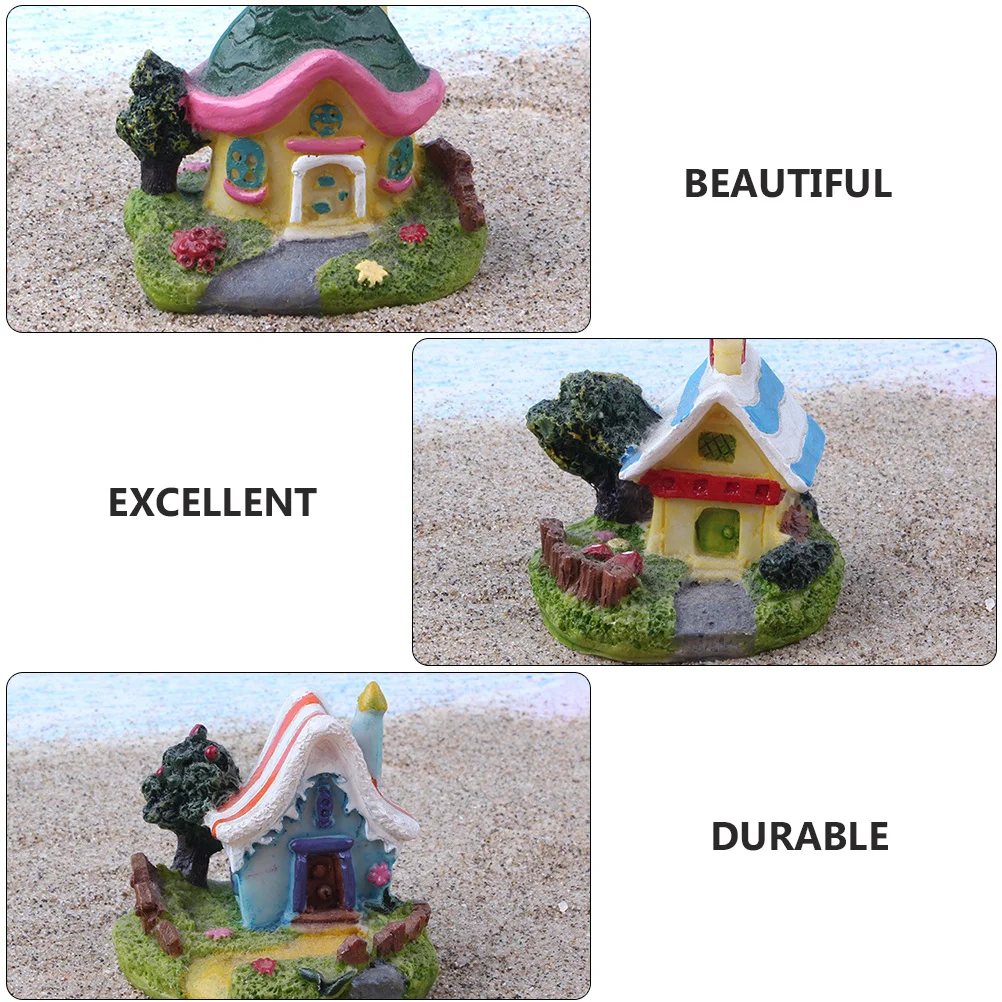 

4Pcs Resin Figurines Decorative House for Aquarium Landscape Adornment Fish Tank Decoration Craft House Model