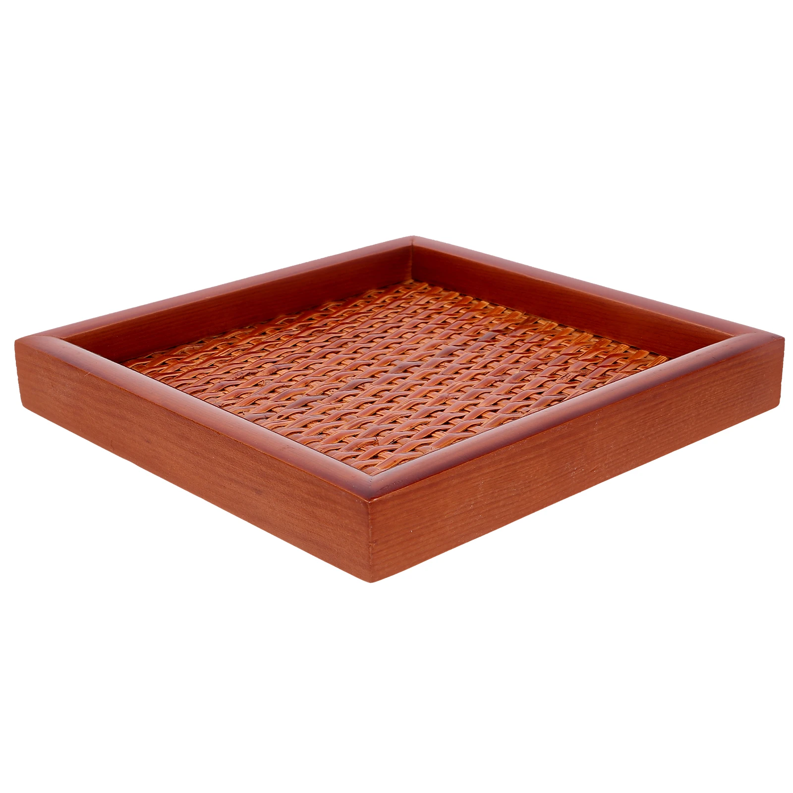 

Bamboo Woven Tray Small Fruit Basket Dessert Plate Bread Serving Wood Decorative Trays