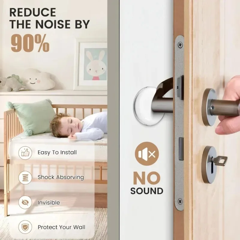 Door Knob Wall Shield Clear Soft Rubber Door Stopper Door Handle Bumper Mute Stickers Wall Protector Muffler Pad Protective Plug