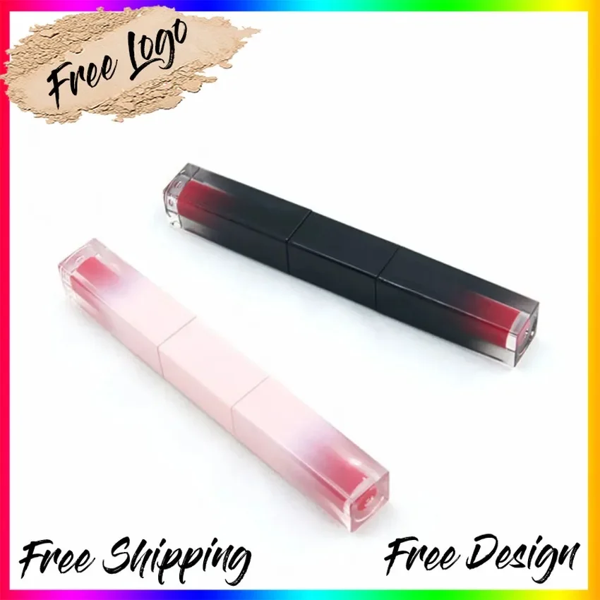 

Custom 6ml Gradient-color Double-head Empty Lipgloss Tube Diamond-shaped Leaves Liquid Lipstick Container Bulk Makeup Tools