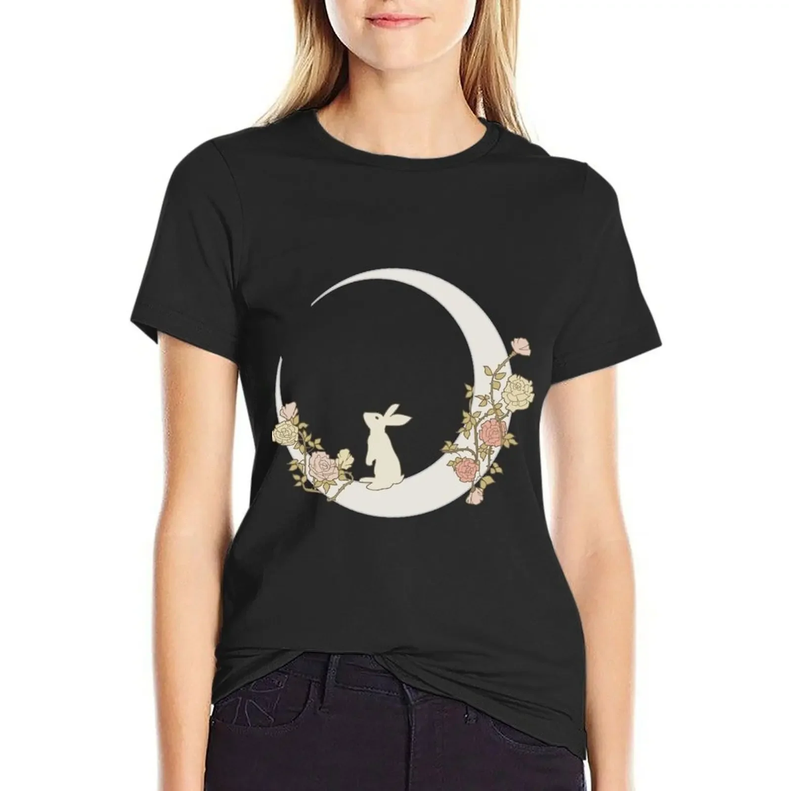 

Moon Rabbit T-Shirt anime vintage customizeds cute clothes cotton t shirts Women