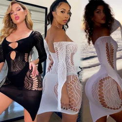 Ensemble de sexe en maille pour femmes, filet de pêche sexy, tambour, robe con 7.0, transparent, mini jupe creuse, lingerie sexy, sous-vêtements, haute qualité