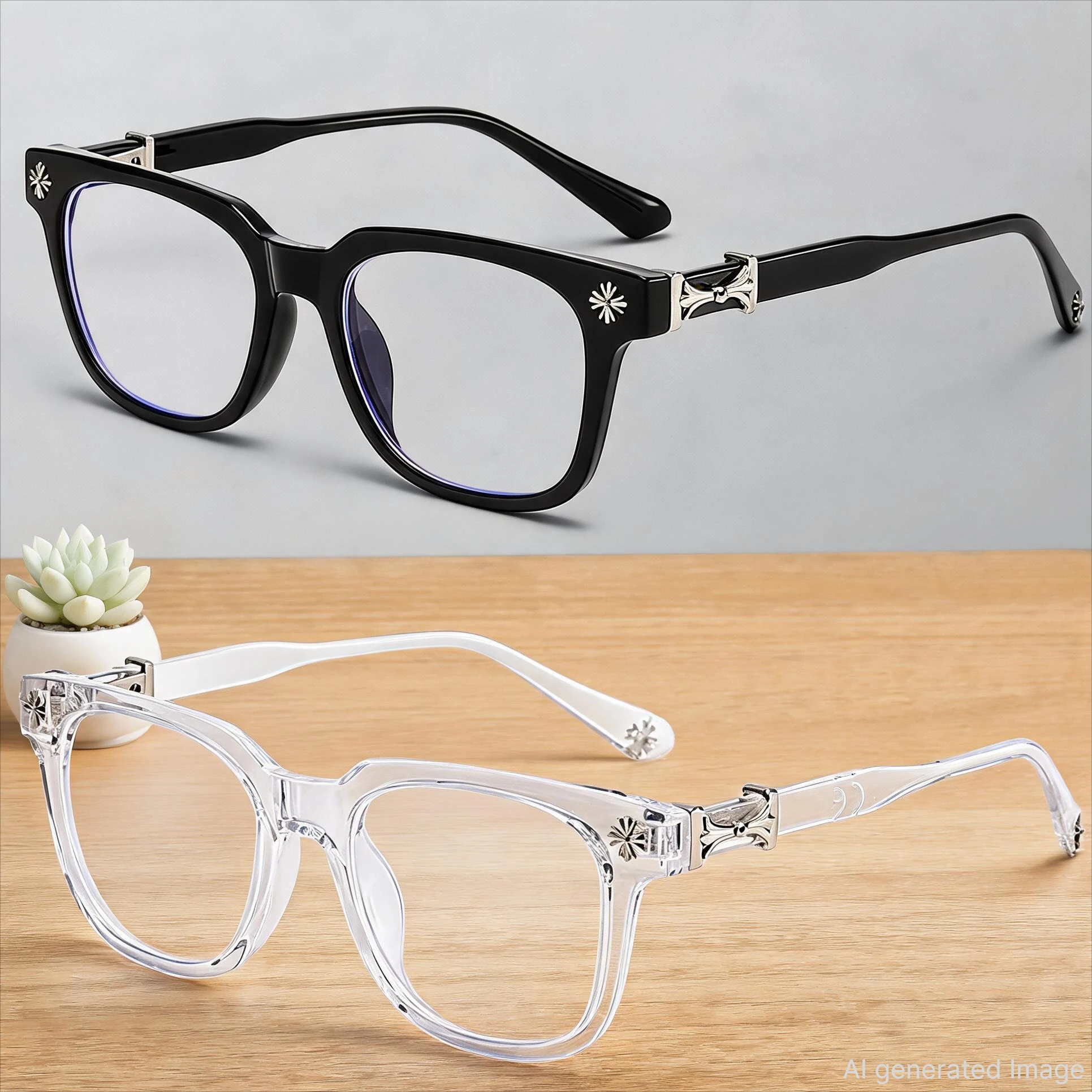 Occhiali classici quadrati anti luce blu 3 pezzi per uomo e donna, montatura nera e trasparente, unisex, da computer, occhiali da donna 2028