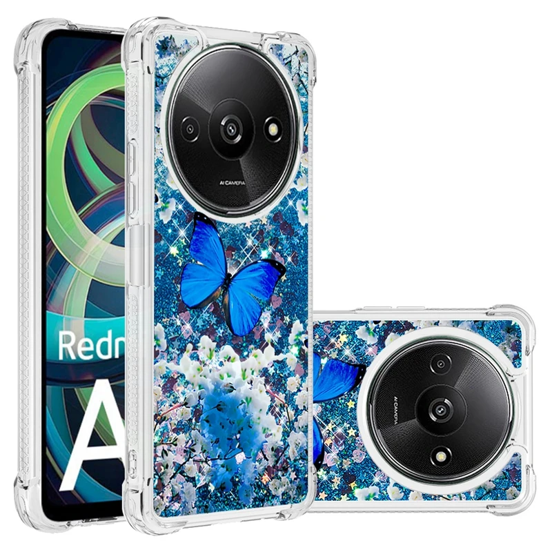 Redmi A3 Case For Xiaomi Redmi A3 Cover Painted Pattern Glitter Quicksand Liquid Cover on for Xiomi RedmiA3 A 3 Phone Case Funda