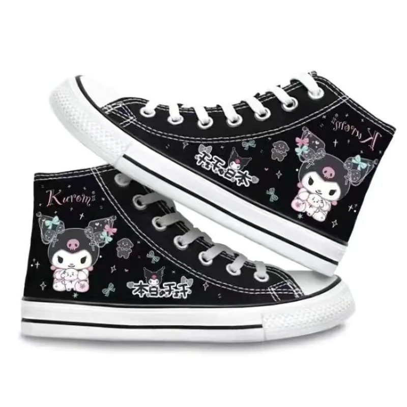 Sanrio Spring Autumn New Kuromi Printed Boys and Girls Canvas Shoes Cute Melody Cartoon Anime Shoes Unisex Casual Shoes Sneakers