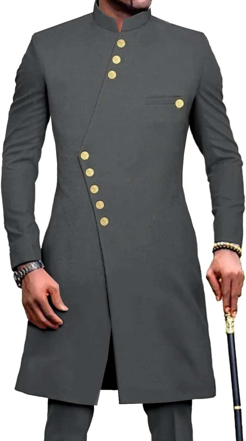 

Мужской костюм в африканском стиле: однобортный пиджак и брюки, комплект из 2 предметов, приталенный, для официальных мероприятий