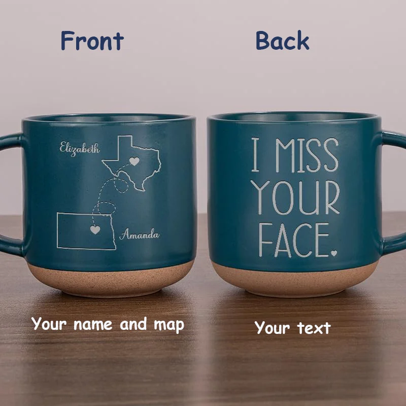 

Custom States To States Pottery Mug Funny Gift for Couples Women Bestie Best Friend Sisters Long Distance Friendship Love