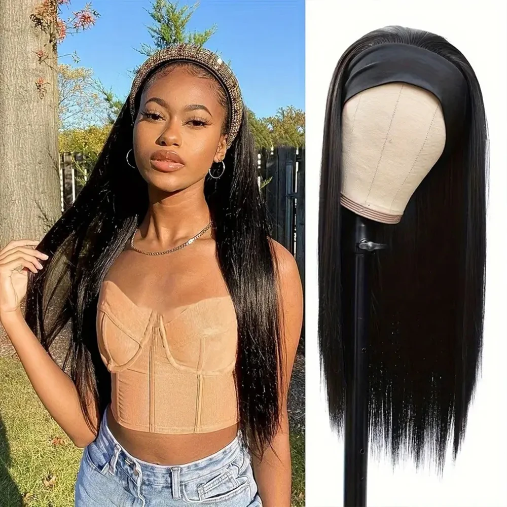 Headband Wig Straight Human Hair Wig With Headband Body Wave Brizilian Machine Made Headband Wig