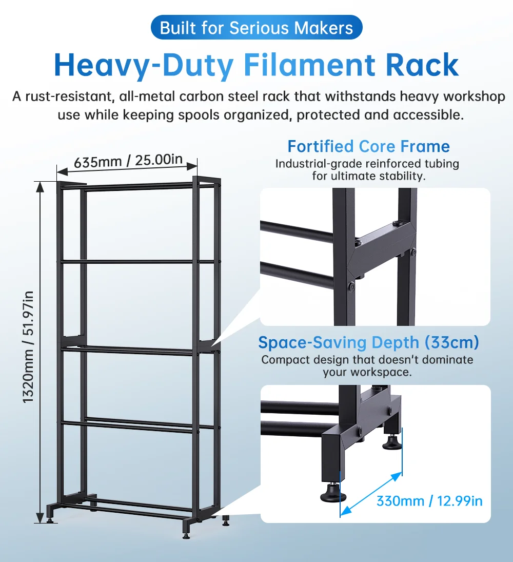 BlQU Panda Feed Rack 5-Tier Filament Storage Rack High-Strength Carbon Steel Massive Storage capacity 3D Printers Accessories