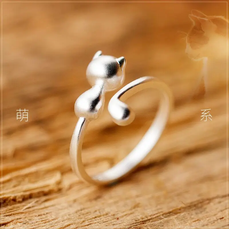 

925 Sterling Silver Adjustable Rings For Women Cat Frosting Engagement Luxury Jewelry Vintage Wedding Accessories Argent 925