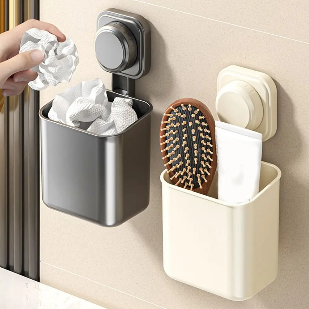 

Plastic Suction Cup Storage Box Punch-Free Removable Ginger Garlic Storage Baskets Save Space Wall Mounted