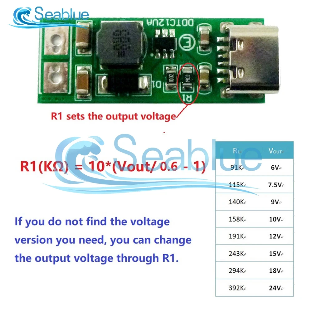 9W Mini Type-C USB DC 5V to 6V 9V 12V 15V 24V DC DC Boost Converter Step-up Module PWM PFM Voltage Regulator Board