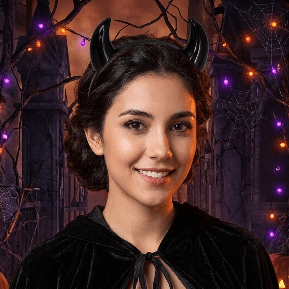 Hair Accessories Animal Devil Horn Hairband Glossy Non-slip Ox Horn Hair Clips Resin Lightweight Anime Headband Daily Styling