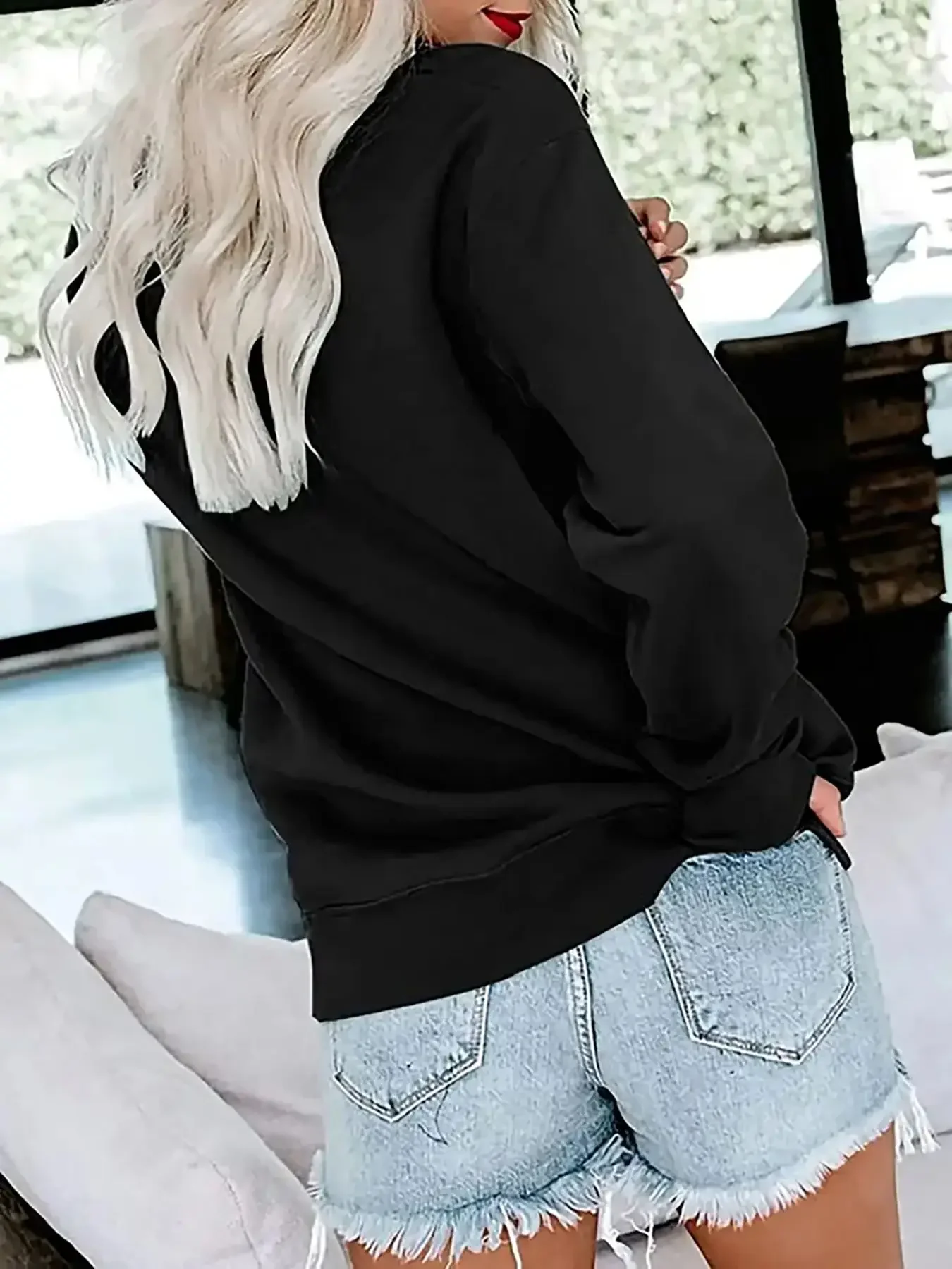 سويت شيرت نسائي "Springbok" مطبوع عليه حروف وياقة دائرية كاجوال لفصلي الخريف والربيع، ملابس نسائية